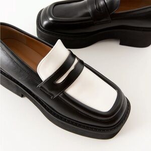 Shop Pêche Malo Black and White Platform Loafer